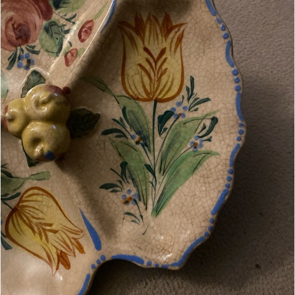 VTG serving dish tray hand painted divider dish small lazy Susan retro classic - Picture 8 of 14